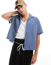 Load image into Gallery viewer, DESIGN relaxed boxy shirt with front pockets blue stripe
