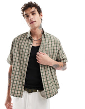 Load image into Gallery viewer, DESIGN boxy relaxed shirt stone olive dad check