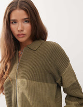 Load image into Gallery viewer, Noisy May cable knit zip through polo khaki