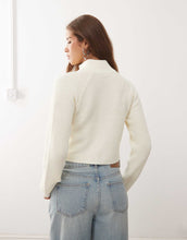 Load image into Gallery viewer, Noisy May high neck full zip through cardigan cream