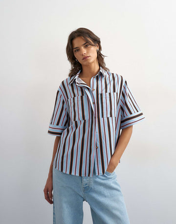 Topshop resort boxy shirt blue stripe