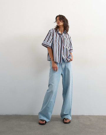 Topshop resort boxy shirt blue stripe