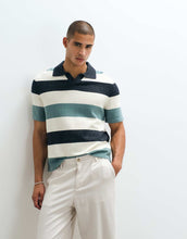 Load image into Gallery viewer, ARKET pure cotton soft short sleeve polo blue stripe.