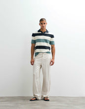 Load image into Gallery viewer, ARKET pure cotton soft short sleeve polo blue stripe.