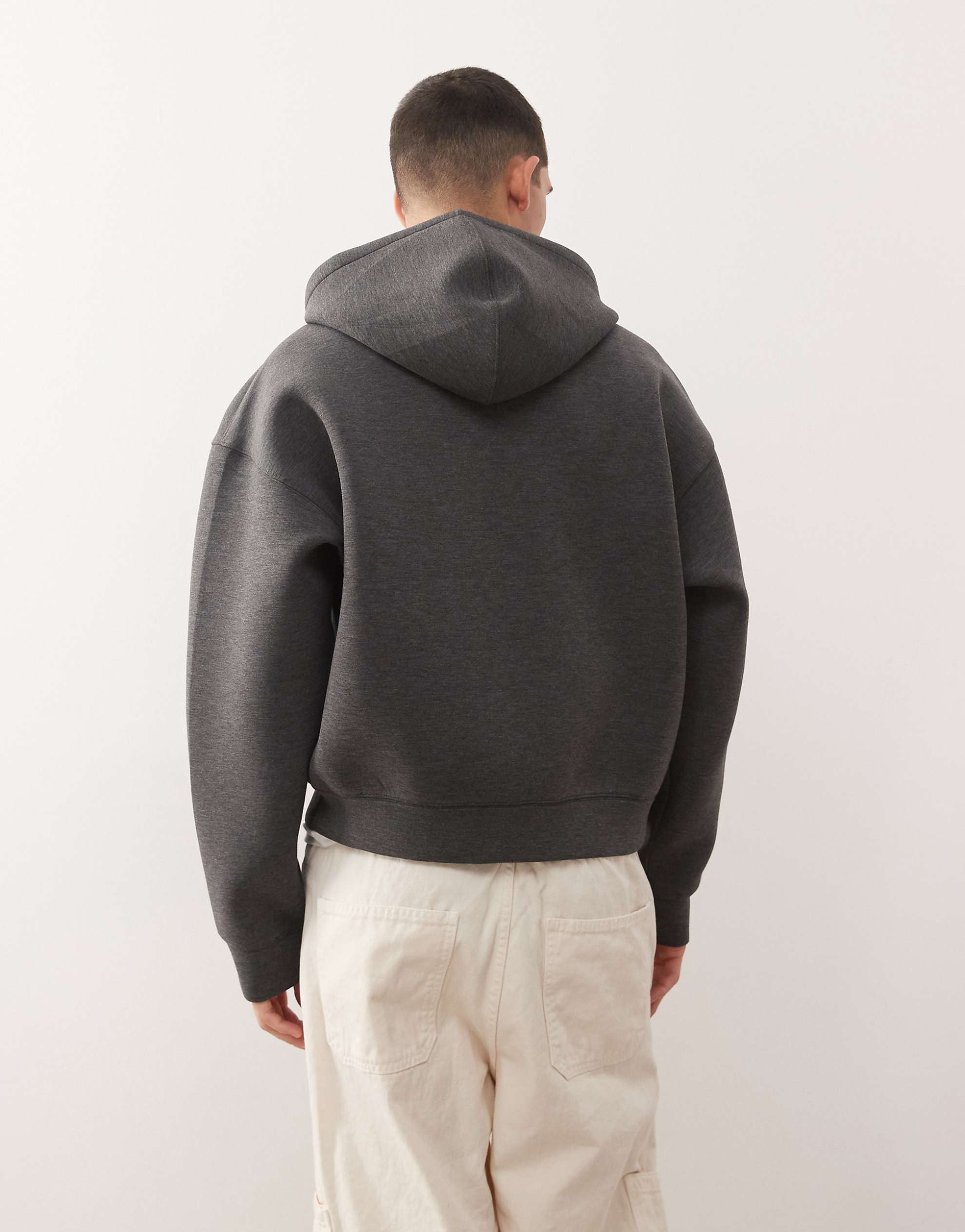 Weekday Simon zip hoodie dark grey