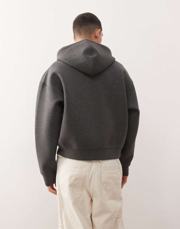 Weekday Simon zip hoodie dark grey