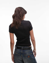 Load image into Gallery viewer, Tommy Jeans rib button t-shirt black