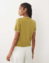 Load image into Gallery viewer, Miss Selfridge short sleeve knitted blanket stitch cardigan green