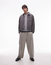 Load image into Gallery viewer, Obey workman zip up trucker jacket black crinkle wash