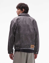 Load image into Gallery viewer, Obey workman zip up trucker jacket black crinkle wash