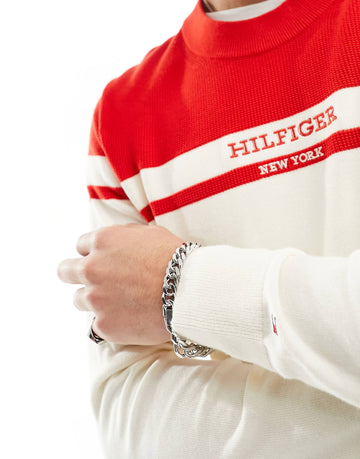 Tommy Hilfiger colourblock graphic jumper cream