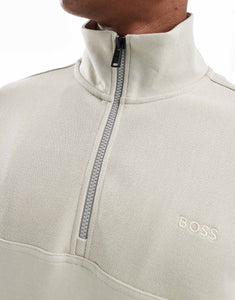 BOSS Orange half zip sweatshirt beige