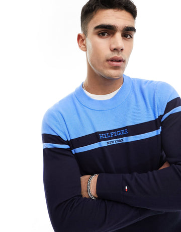 Tommy Hilfiger colourblock graphic jumper navy
