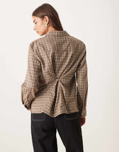 Load image into Gallery viewer, AWARE oversized boyfriend fit oxford shirt beige brown mini check print