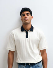 Load image into Gallery viewer, DESIGN relaxed polo contrast collar cream wide rib.