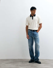Load image into Gallery viewer, DESIGN relaxed polo contrast collar cream wide rib.