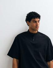 Load image into Gallery viewer, DESIGN boxy oversized linen look shirt grandad collar black