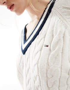 Tommy Jeans v-neck sweater white