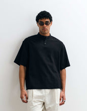 Load image into Gallery viewer, DESIGN boxy oversized linen look shirt grandad collar black