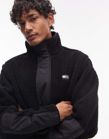Tommy Jeans teddy fleece jacket black
