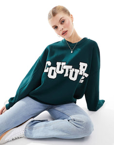 The Couture Club applique sweatshirt dark green