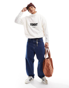 Tommy Jeans oversized 1/2 zip polar fleece white