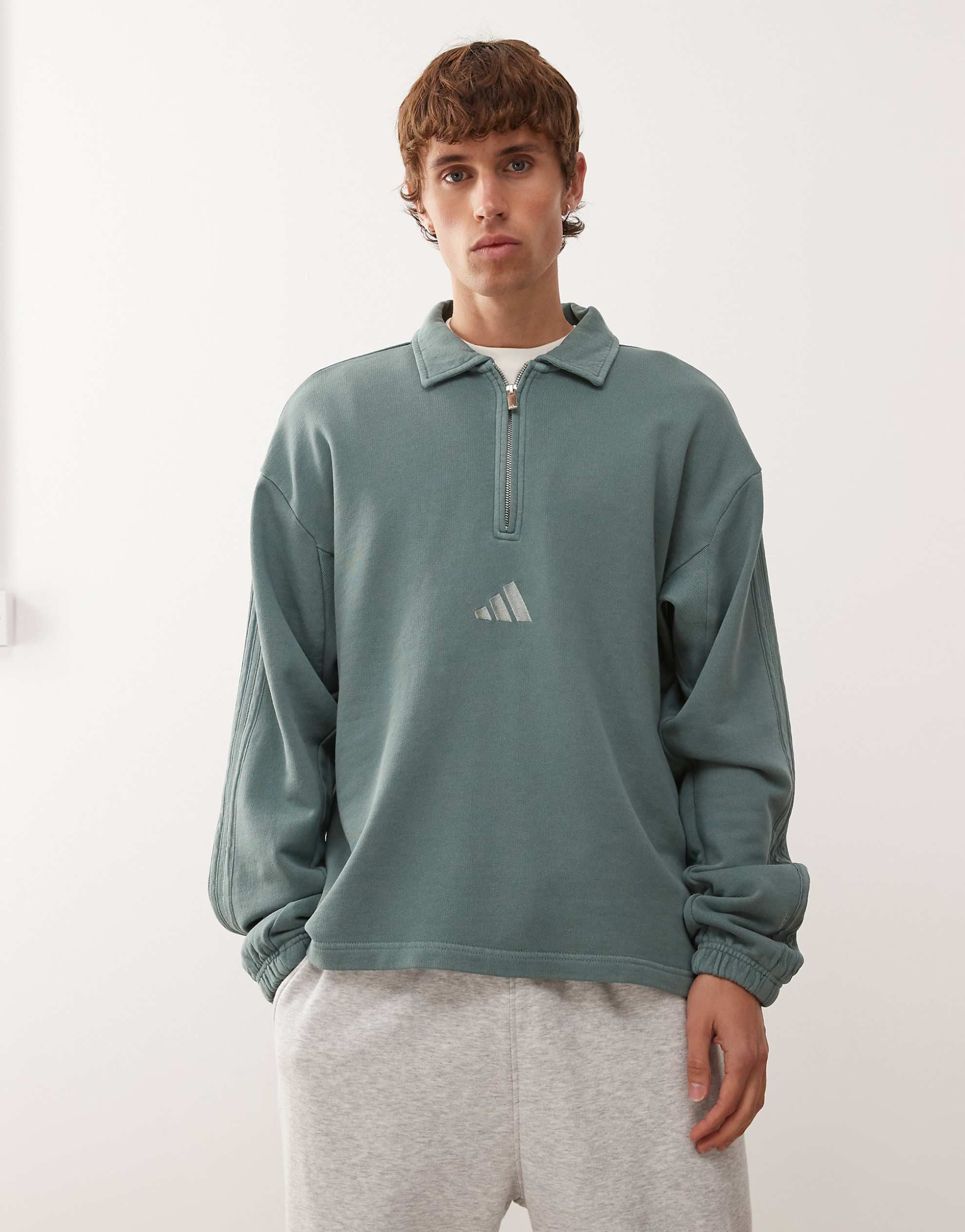 adidas Sportswear long sleeve polo washed green