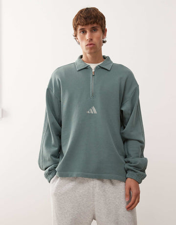 adidas Sportswear long sleeve polo washed green