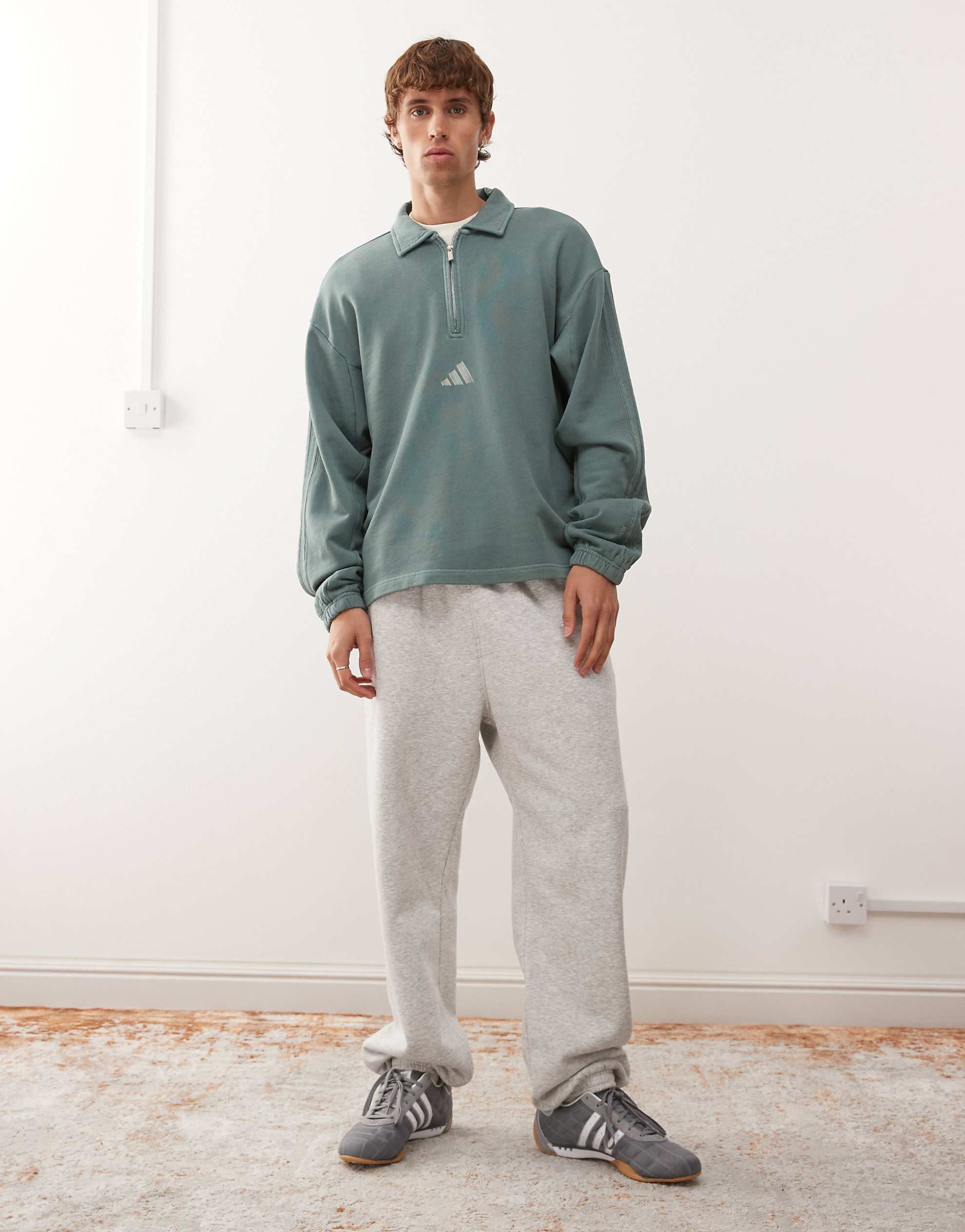 adidas Sportswear long sleeve polo washed green