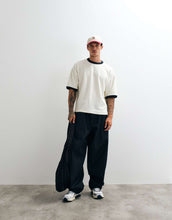 Load image into Gallery viewer, DESIGN heavyweight boxy oversized ringer t-shirt cream toweling