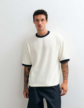 Load image into Gallery viewer, DESIGN heavyweight boxy oversized ringer t-shirt cream toweling