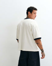Load image into Gallery viewer, DESIGN heavyweight boxy oversized ringer t-shirt cream toweling