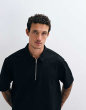 Load image into Gallery viewer, DESIGN boxy oversized 1/4 zip shirt black