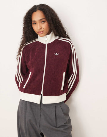 adidas Originals velour track top burgundy