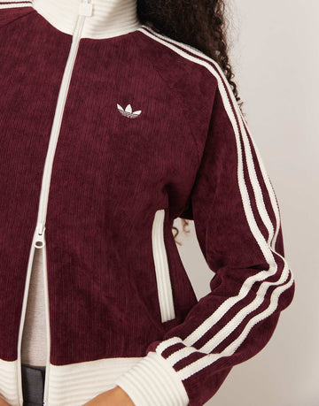 adidas Originals velour track top burgundy