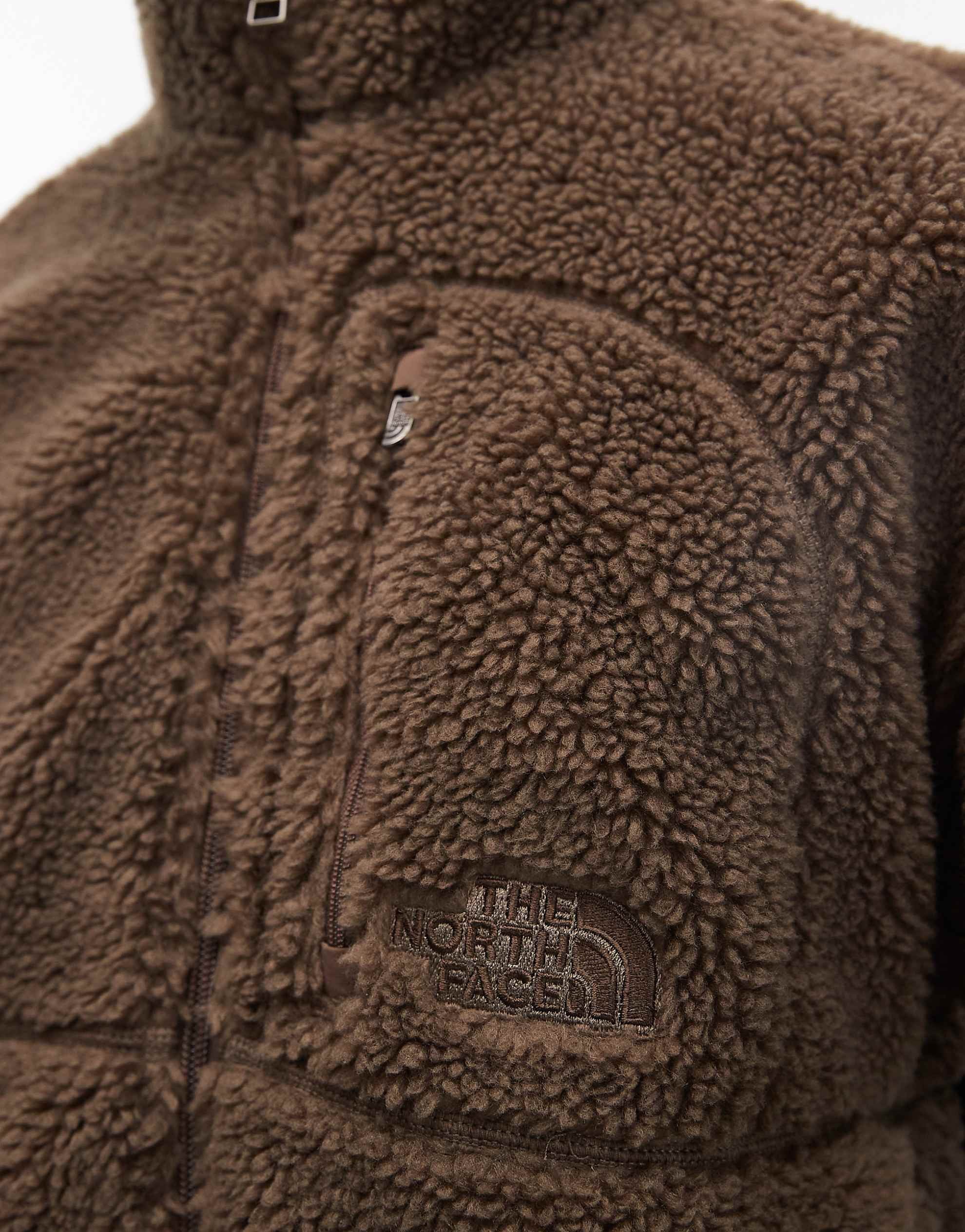 The North Face Extreme borg quarter zip logo pocket fleece brown