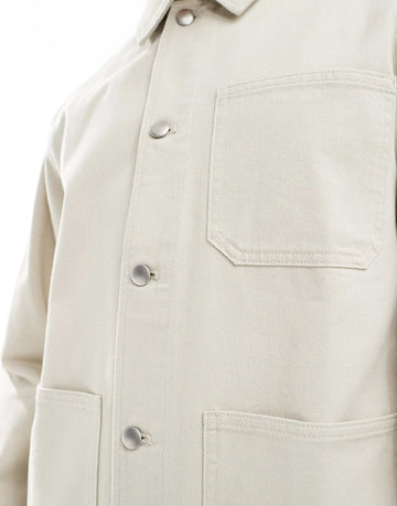 DESIGN worker jacket washed twill stone