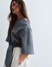 Load image into Gallery viewer, ARRANGE t-shirt with tie waist detail charcoal