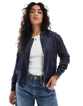Load image into Gallery viewer, French Connection Akita satin bomber jacket navy