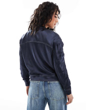 Load image into Gallery viewer, French Connection Akita satin bomber jacket navy