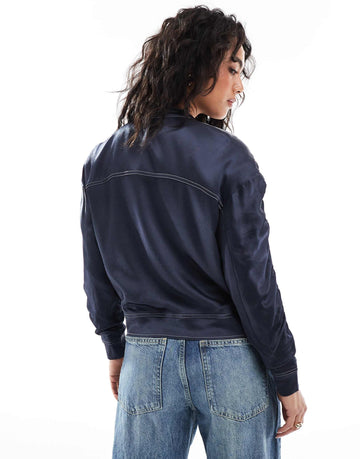 French Connection Akita satin bomber jacket navy