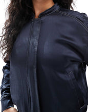 Load image into Gallery viewer, French Connection Akita satin bomber jacket navy