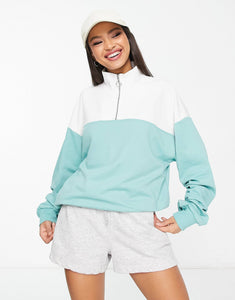 DESIGN half zip sweatshirt colour block