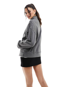 DESIGN half zip sweatshirt washed charcoal