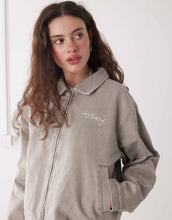 Load image into Gallery viewer, Obey Serene zip through denim jacket beige
