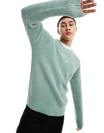 New Look stitch crew neck jumper light khaki