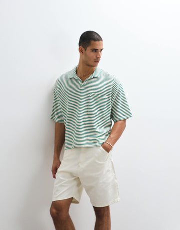 Reclaimed Vintage striped polo green ecru stripe