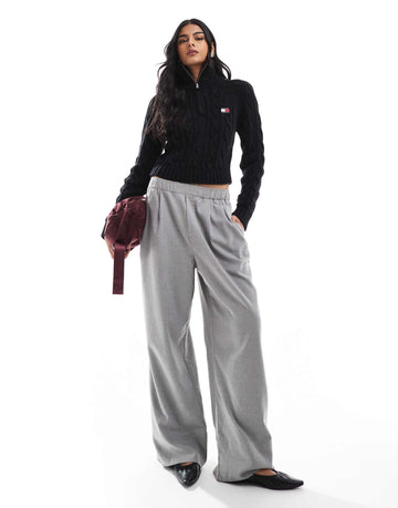 Tommy Jeans cable knit 1/4 jumper black