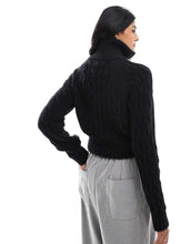 Load image into Gallery viewer, Tommy Jeans cable knit 1/4 jumper black