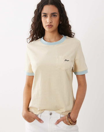 BOSS Orange ezoe relaxed pocket t-shirt light yellow